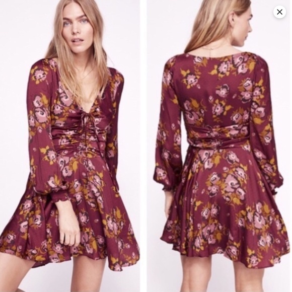 Free People Morning Light Long Sleeve Dress 6 Balloon Sleeve Floral Boho 70s - Picture 15 of 15